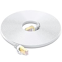 Vista 1 de BUSOHE Cable Ethernet CAT8 de 30 pies, cable de conexión de computadora de red plana de Internet de alta velocidad, 40 Gbps 2000 Mhz más rápido que