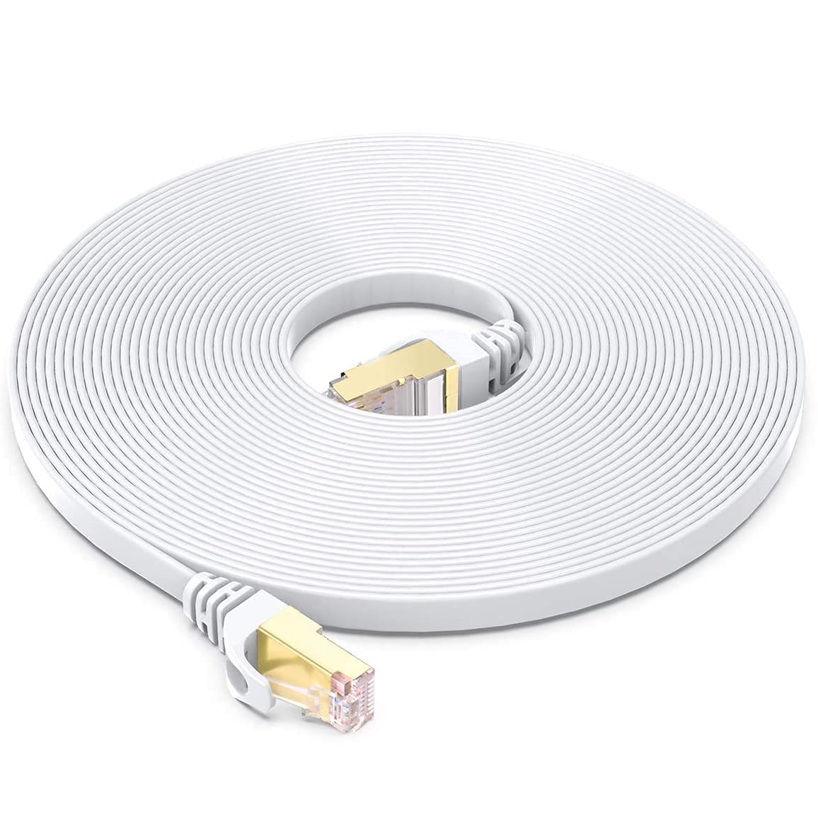 BUSOHE Cat 8 Ethernet Cable 40 FT, 40Gbps 2000Mhz High Speed Flat Cat8 Cable Patch Cord with Gold-Plated RJ45 Connector, LAN Network Internet Cable