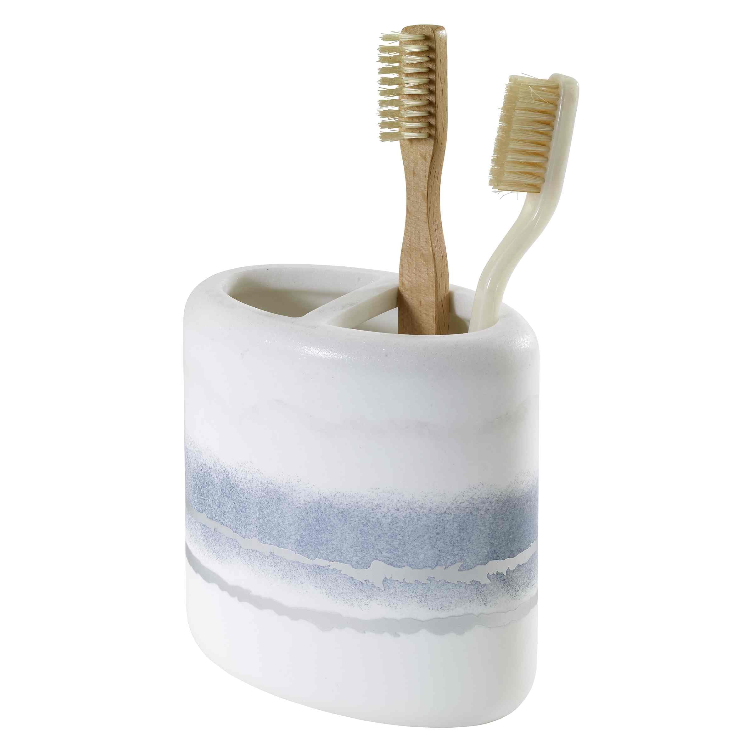 Jonathan Adler - Soporte para Cepillo de Dientes, Accesorios de encimera de Resina, decoración del hogar de mármol (The Now House Collection, Plateado)