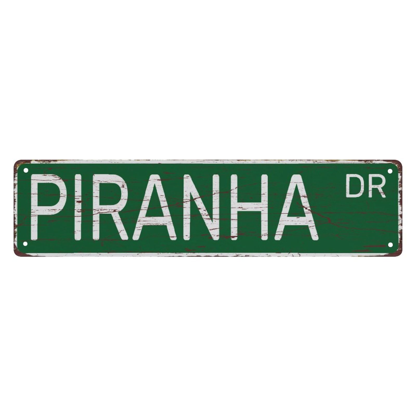 Piranha Dr Retro Tin Signs Aluminum Street Sign For Kitchen Home Garden Wall Bar Cafe Decor 4x16 Inch