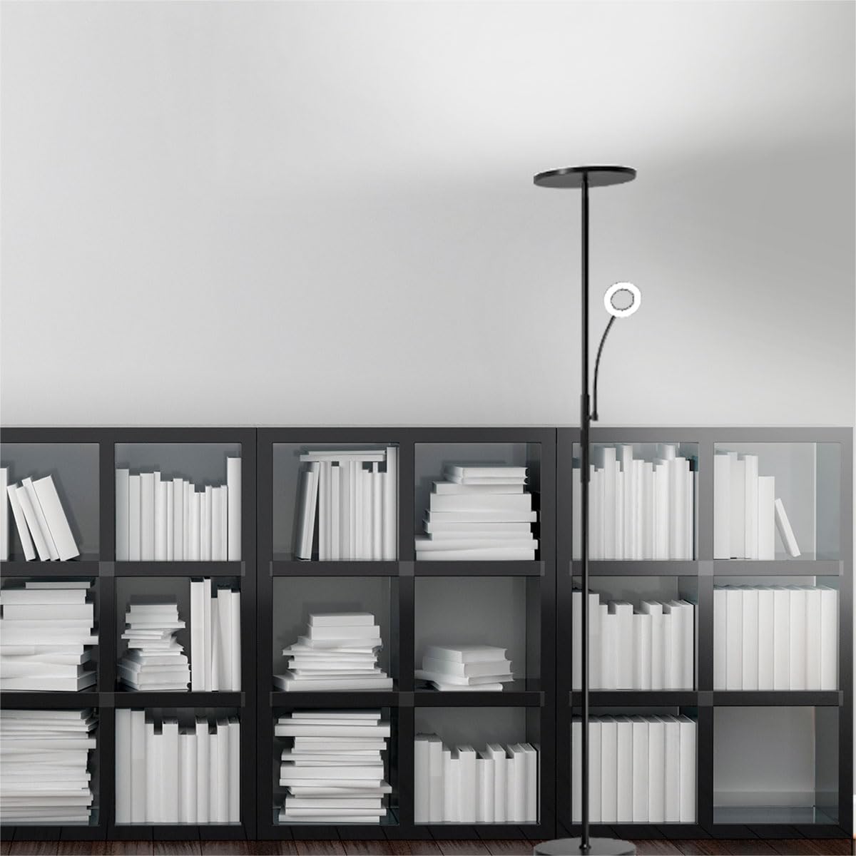 Modlicht Stehlampe Dimmbar 4200LM, 3000-6000K Stehlampe Wohnzimmer, Deckenfluter LED Dimmbare mit Fernbedienung & Touch-Steuerung, Stehleuchte Leselampe für Schlafzimmer Büro Höhle, Schwarz