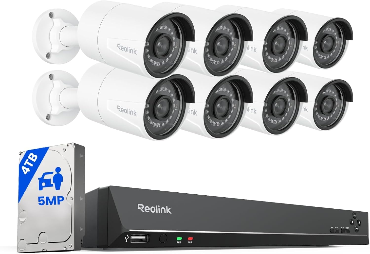 REOLINK 16CH 5MP Home Security Camera System, 8pcs Wired Outdoor PoE IP Cameras with Person/Vehicle/Pet Detection, 8MP 16CH NVR with 4TB HDD for 24-7 Recording, RLK16-410B8-5MP REOLINK 16CH 5MP Home Security Camera System, 8pcs Wired Outdoor PoE IP Cameras with Person/Vehicle/Pet Detection, 8MP 16CH NVR with 4TB HDD for 24-7 Recording, RLK16-410B8-5MP
