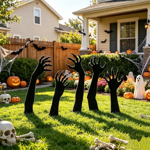 Gzopjccd Halloween Black Ghost Hand Yard Signs, Waterproof Plastic Zombie Monster Claw Lawn Signs for Outdoor Halloween Garden Haunted House Decor - image 5