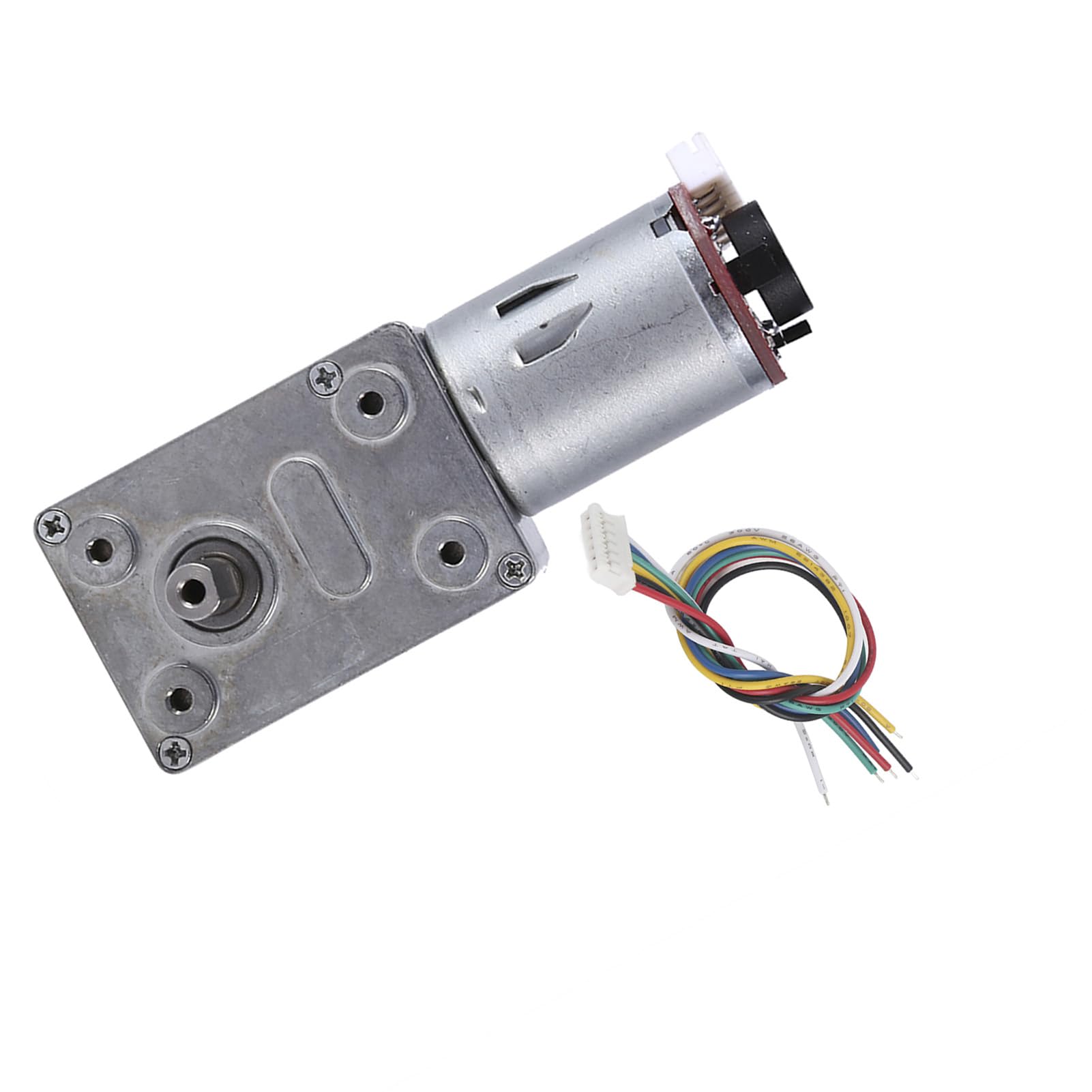 Motore Riduttore Encoder con Motoriduttore a Vite Senza Fine DC 12V Albero Verticale Autobloccante Robusto per Varie Dimensioni di Installazione (100 giri/min)