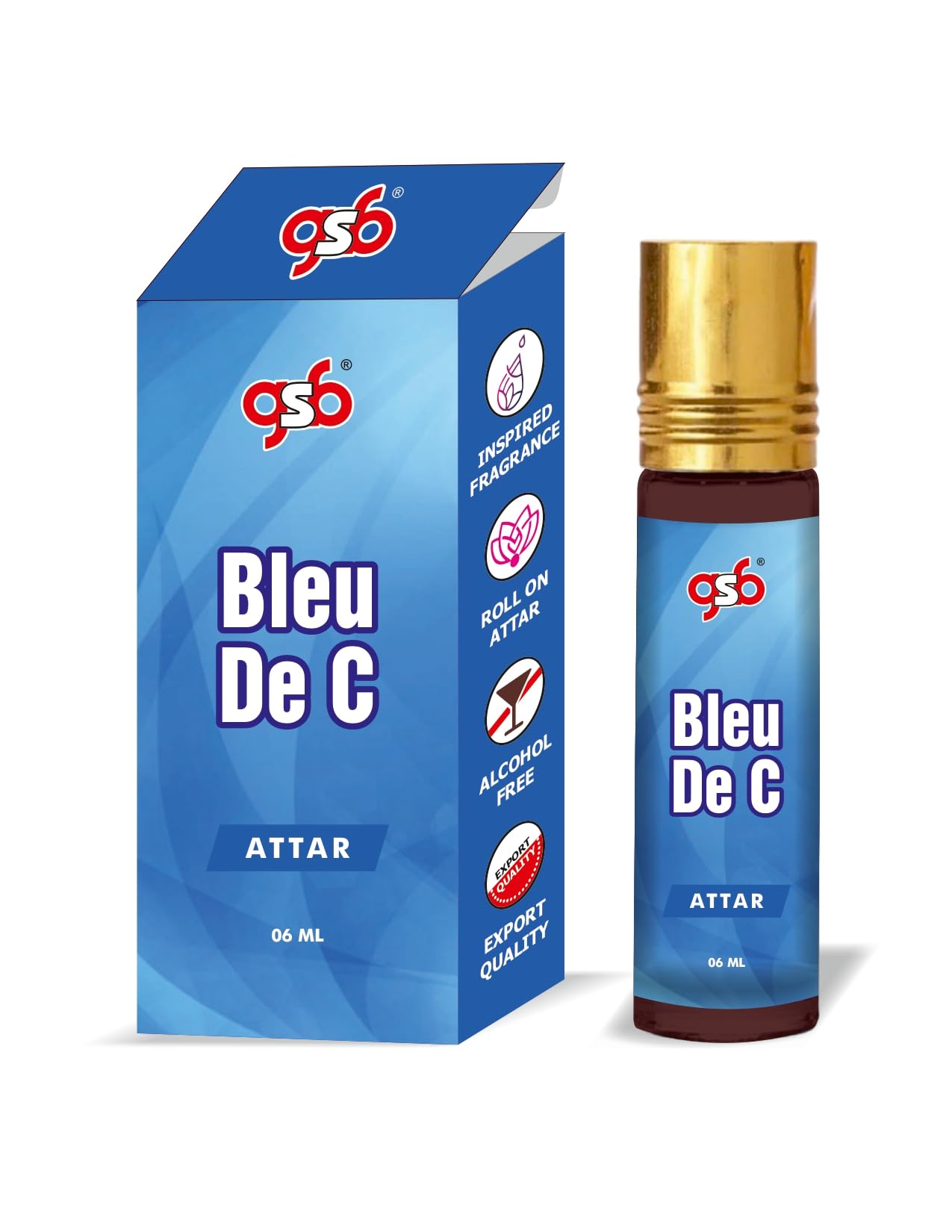 GSB Bleu De Attar Inspired From Bleu De Chneal | Clone Fragrance | Designer Perfume Roll On | Alcohol Free | Long Lasting | Undiluted | Unisex | 6 ml