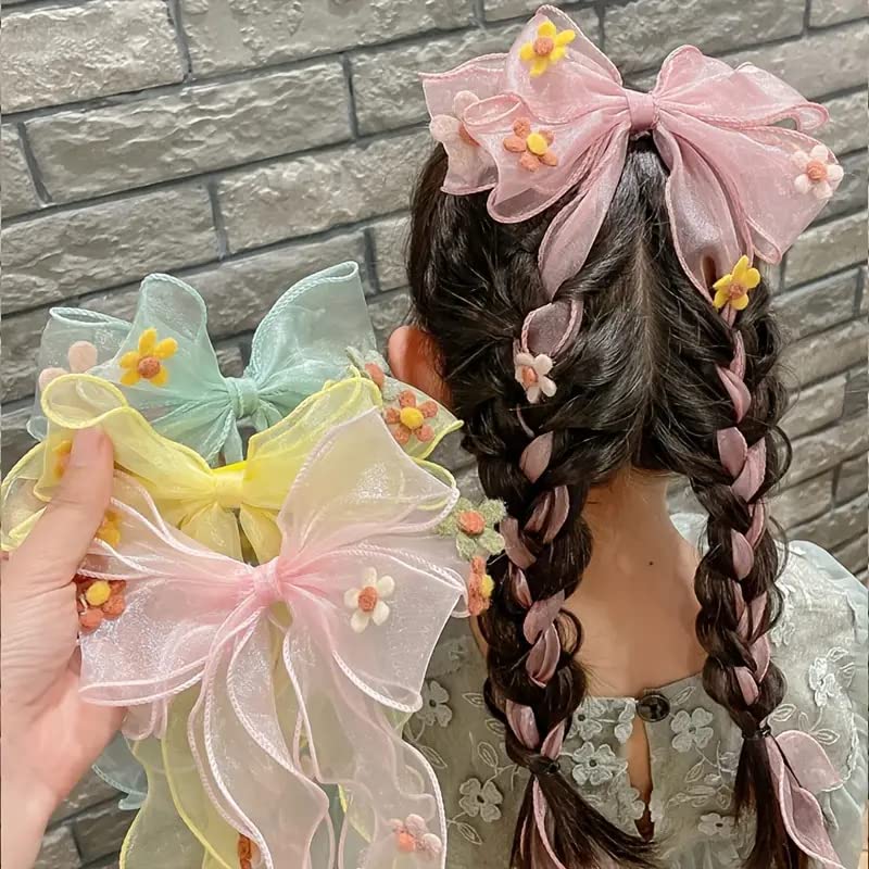 VSAKSH 1Pcs, Mullticolor Girls Casual Cute Long Ribbon Bow Hair Clips With Flower Decorative Hair Accessories (Random Color) (B0BYVKKH93) Amazon Price History, Amazon Price Tracker