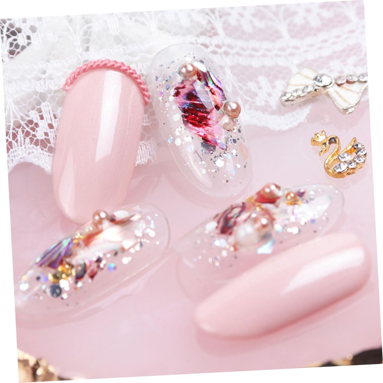 Healeved 6 Cajas manicura pegatinas etiqueta engomada del arte del clavo decoración de uñas irregulares uñas postizas fake nails encanto de manicura accesorios de manicura joya