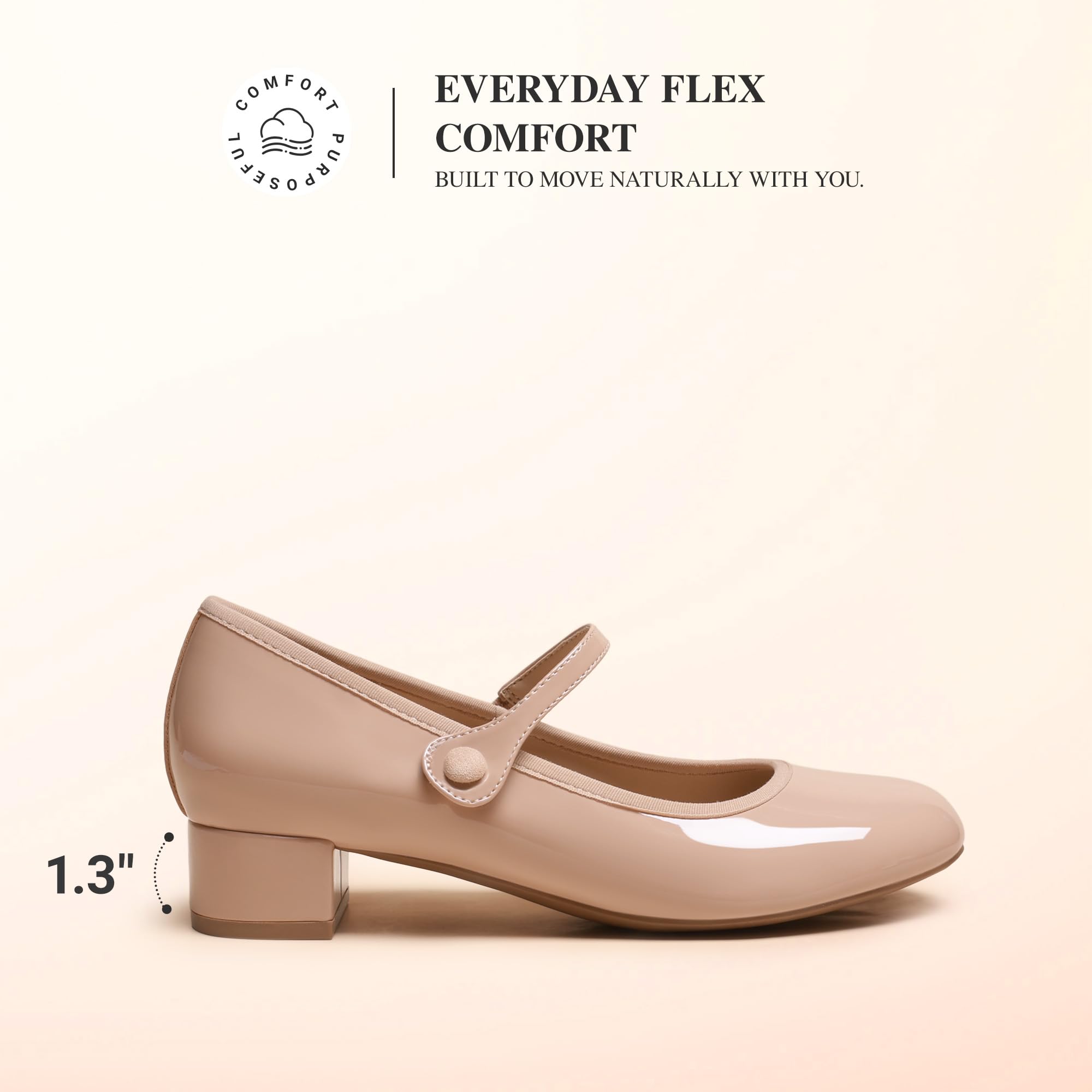 DREAM PAIRS Damen Mary Jane Pumps Bequeme Slip-on Halbschuhe mit Niedriger Absatz Blockabsatz Lässige Business Freizeitschuhe