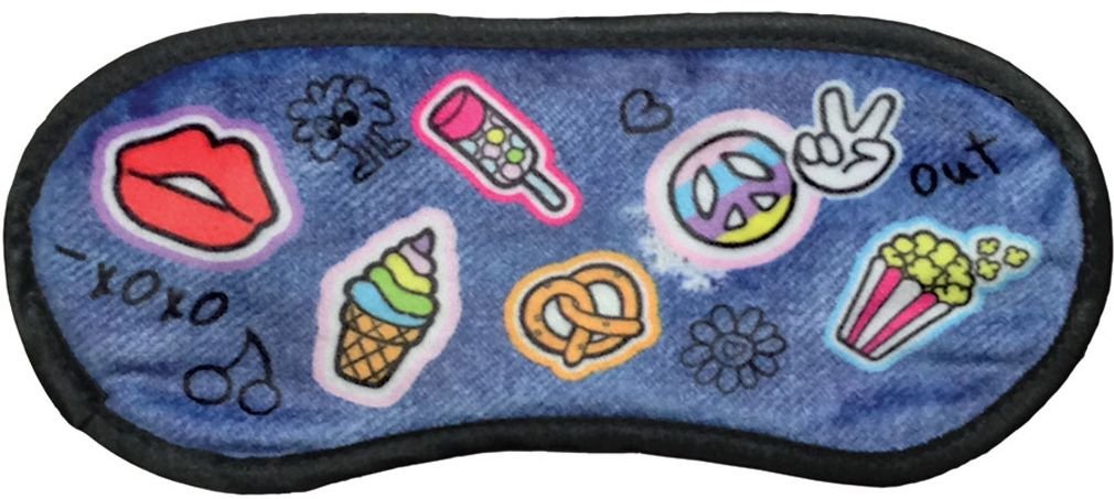 iscream Colorful Print Silky Fleece Satin Lined Sleep Mask for Girls - Happy Patches