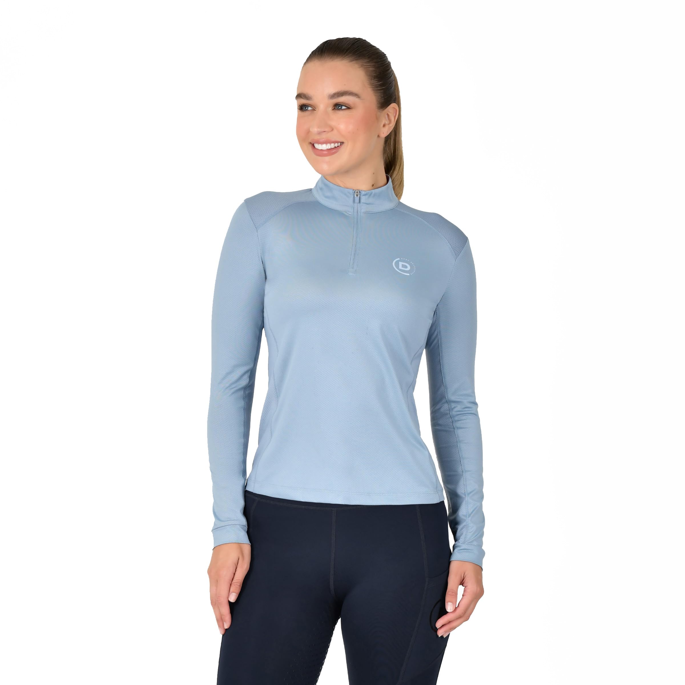 Dublin Women's Blue Fog Breathable Long Sleeve Riding Top, Large/14