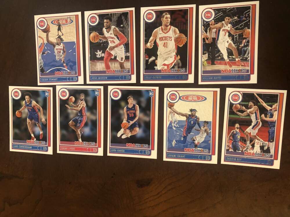 2021-22 Panini NBA Hoops Detroit Pistons Team Set Includes Rookies (Hand Collated) of 9 C…