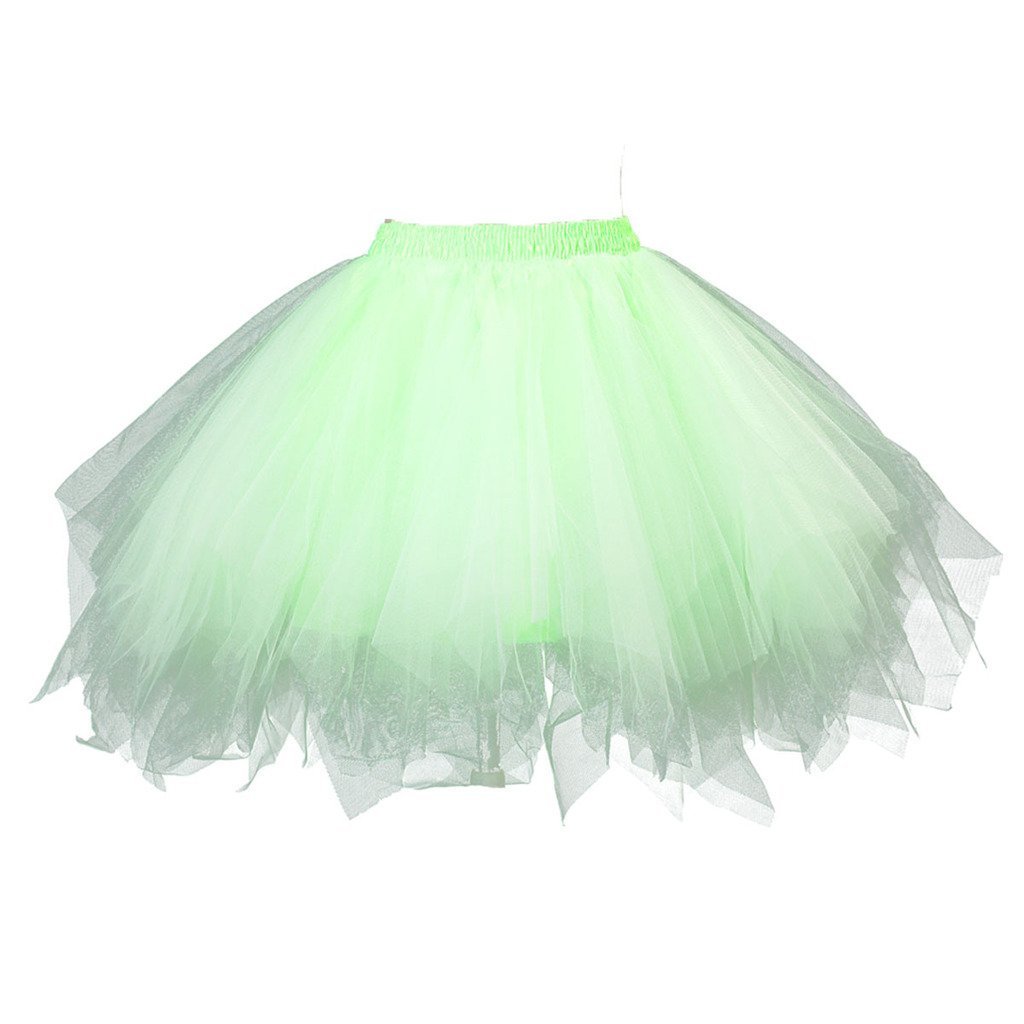 Chicwind Women's Light Green Puffy Tutu Layered Tulle Petticoat Skirt