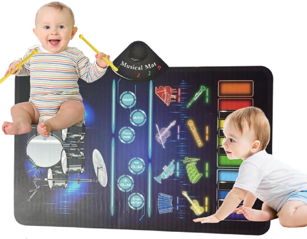 Bestie toys Kids Musical Instrument Drum Mats - Kids Portable Electronic Drum Set Toddler Educational Toys Percussion Stimulating Children’s Creativity Drum Set for Boys & Girls-image-31