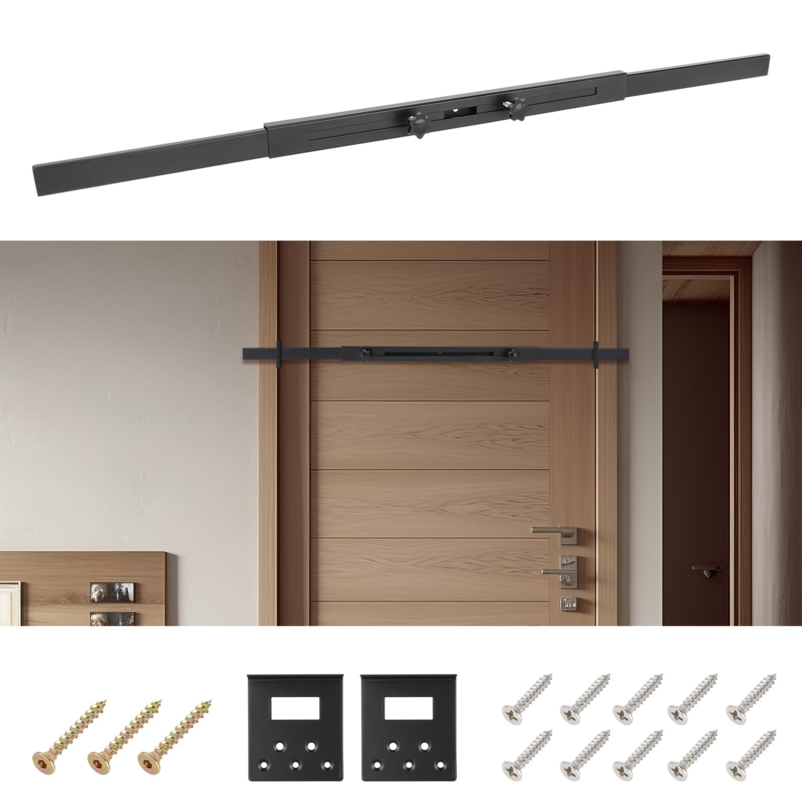 Lot de 2 barres de porte de sécurité pour porte Noir Pour portes de 76,2 à 99,1 cm