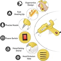 Vista 2 de ROMECH Mini pistola de pegamento caliente de 20 W con set de 30 barras de pegamento, kit de pistola de pegamento caliente de precalentamiento rápido