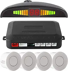 Sensor De Estacionamento Presença Ré com 4 Sensores e Display Aviso Sonoro (Branco)