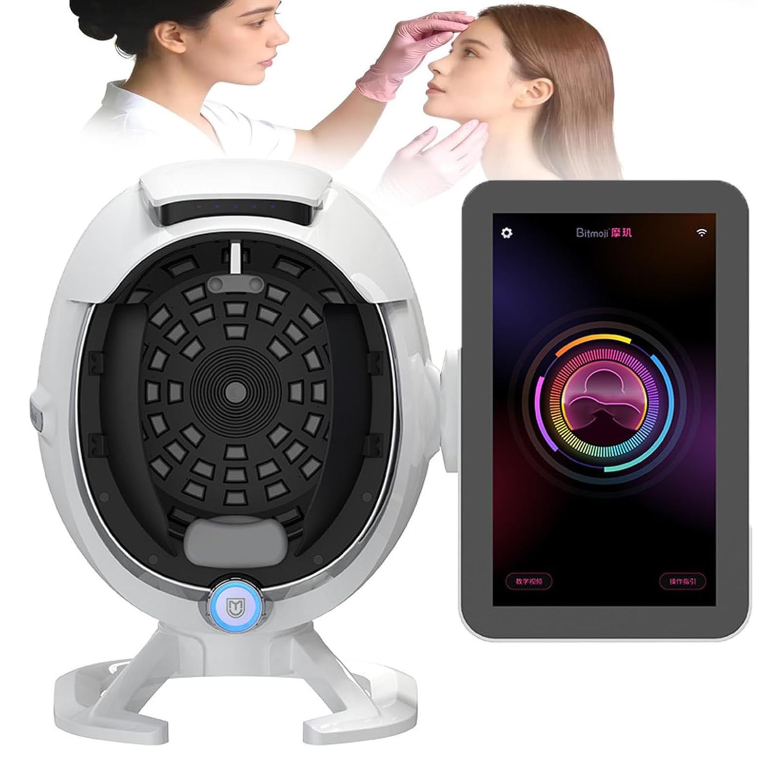 HajMyrdonyx 3D Digital Skin Analyzer Detector, AI Smart Facial Skin Analysis Machine, 36 Million Pixels, 8 Spectral Facial Moisture Analyzer for Beauty Salon Healthy Skin Care 15.6in