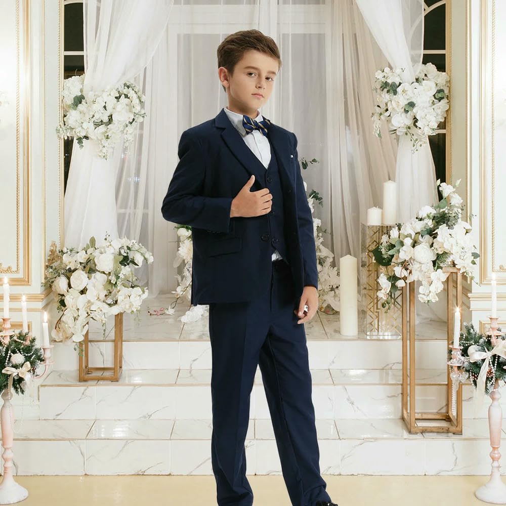 ZBDP Anzug für Kinder Jungen Ostern Outfit Party Blazer Hochzeit Zeremonie Blume Klavier Performance Geburtstag Kleidung Set 3 Stück