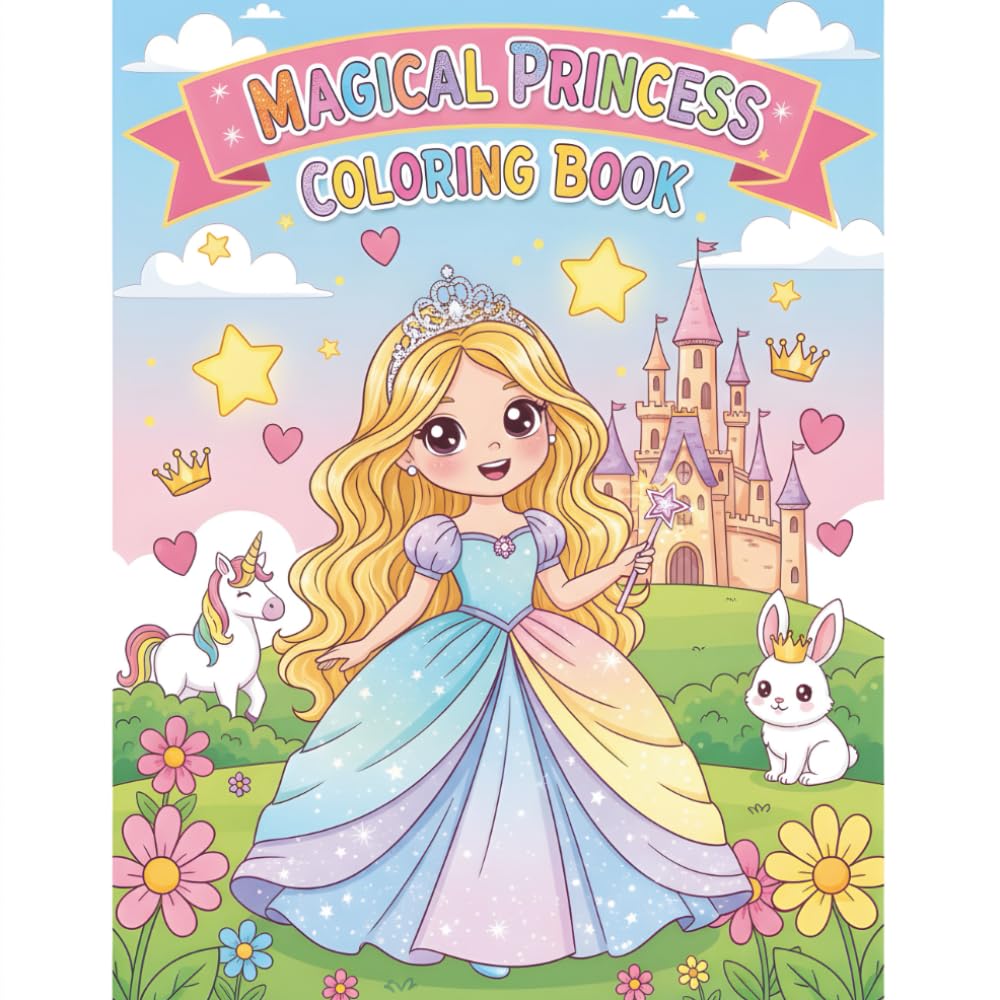 Princess Coloring Book for Kids: Fun and Easy Princesses, Castles, and Magical Scenes for Girls Ages 3–8