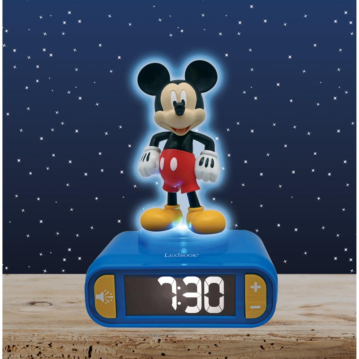 Lexibook, Disney Mickey, Sveglia Notturna Mickey, Suoni e Melodie, Schermo LCD retroilluminato, Luminoso, Snooze, Blu, RL800MCHLXB