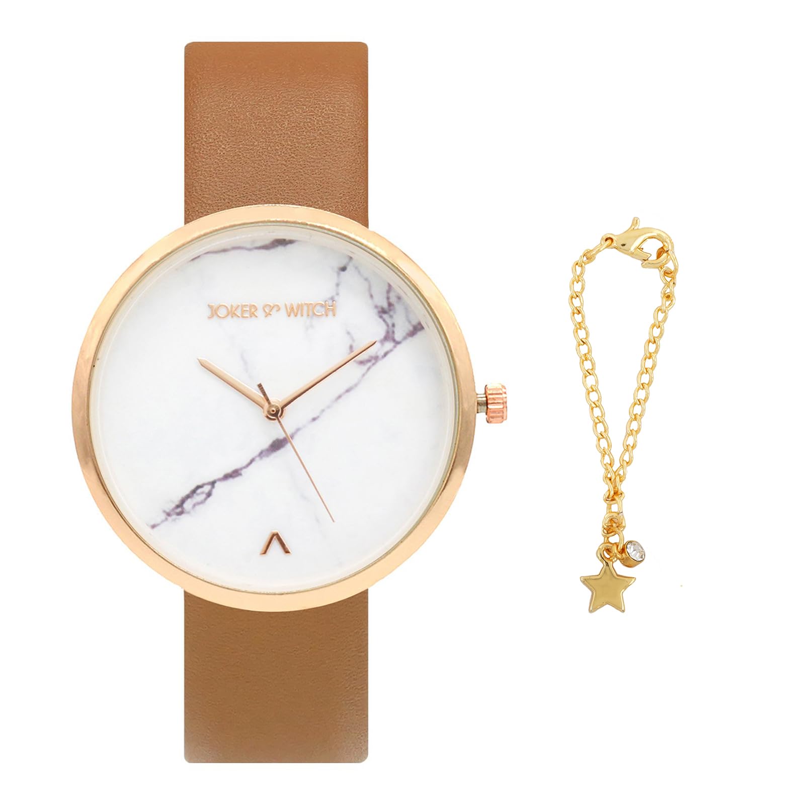 Joker & Witch Leather Women Dazzleshadow Analog Watch & Charm Set, White Dial, Brown Band (B0C9PZGK91) Amazon Price History, Amazon Price Tracker