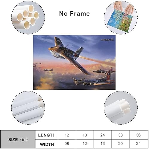 Miniatura 2 de Vintage WWII Wall Art Poster Late German Air Wing Poster Air Force Aircraft Wall Art Canvas Posters Prints Picture for Living Room Bedroom Office