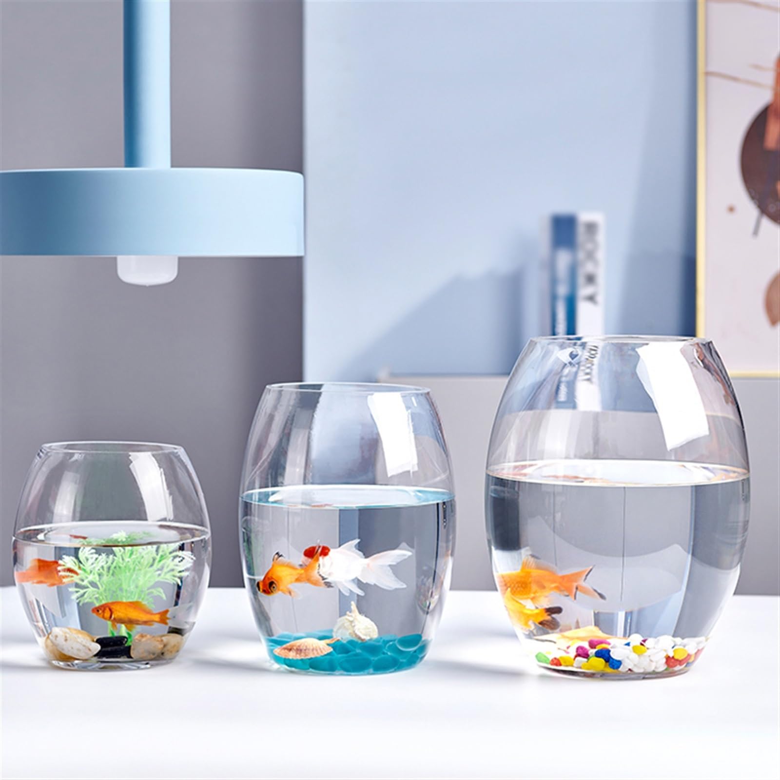 Acquario Acquario Piccolo acquario trasparente addensato Acquario for tartarughe in vetro Serbatoio ovale Serbatoio da tavolo for ufficio domestico Multiuso Acquario per pesci rossi (Size : XL)