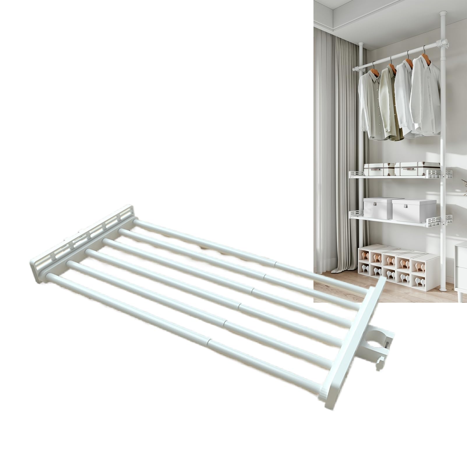 壁面ディスプレイハンガー WHITE つっぱり 収納 ウォールハンガー 壁面