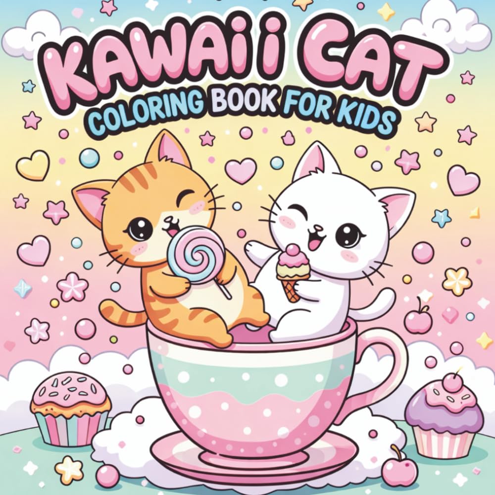 Kawaii Cute Kittens Coloring Book: 55 Simple and Magical Designs