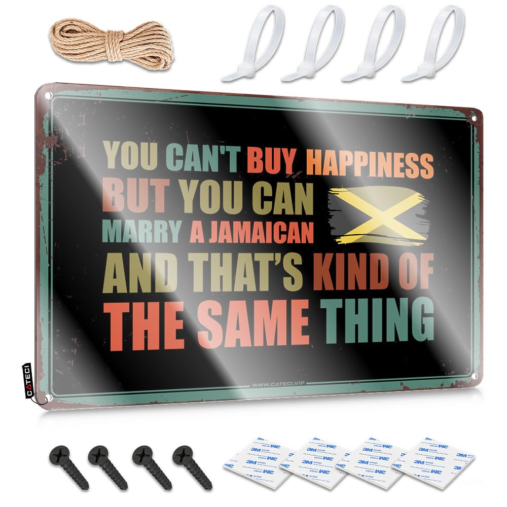Fzfn Colour You Can't Buy Happiness But You Can Marry A Jamaican Cute Cool Wall Art | Girly Vintage Style Soft Area Tavern Decoration Easy Hang(30X40cm)