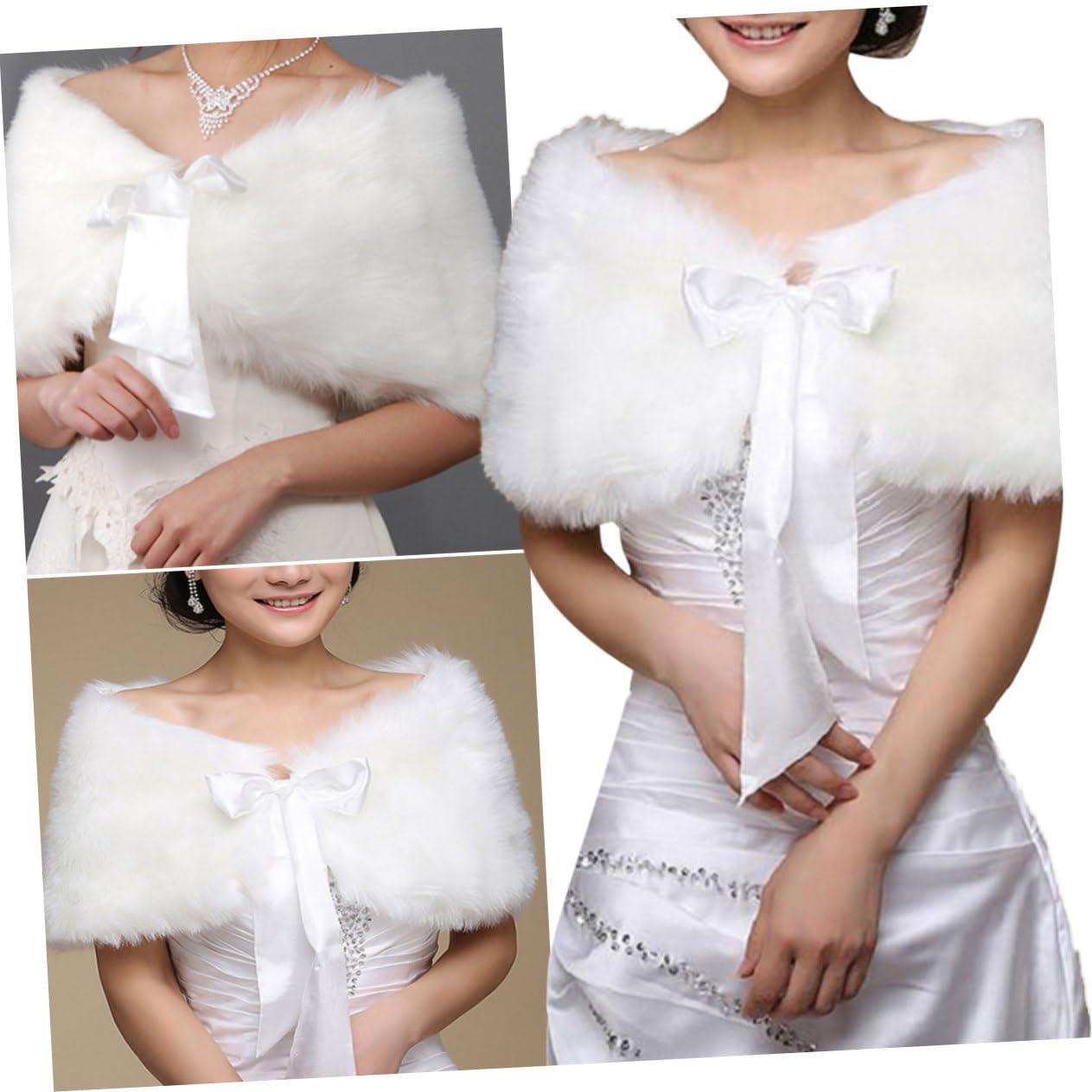 2piezas Chal De Novia Elegante y Cálido Para Invierno Estola De Para Ceremonias y Fiestas