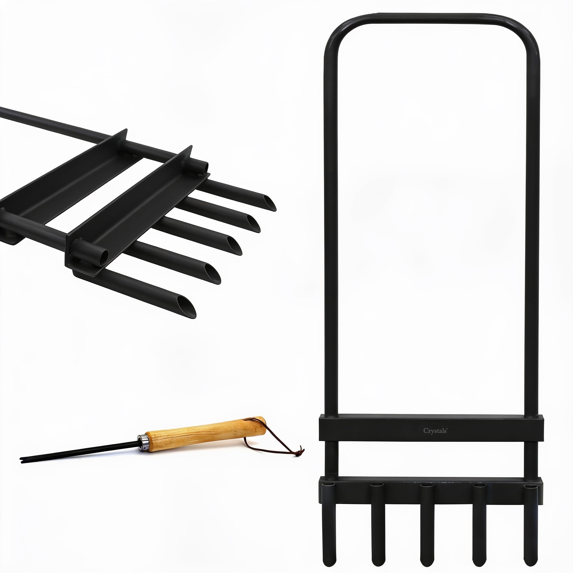 Crystals Lawn Aerator Roller & Spike Tool – Heavy Duty Manual Garden Soil Aerator, Twist Tiller & Cultivator, Lawn Care Equipment with Tine Spikes for Aeration & Maintenance (5 Spike Soil Aerator) — image 1
