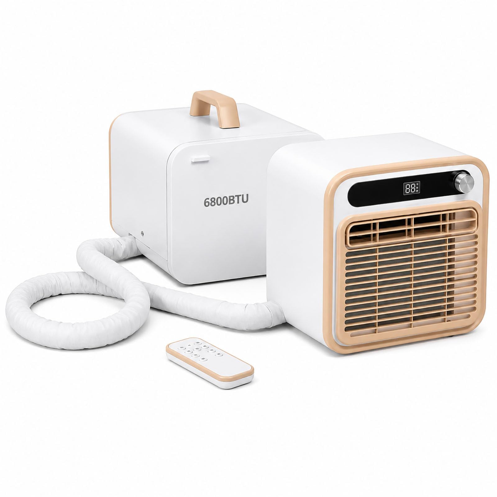 Condizionatore Portatile Split da 6800 BTU, climatizzatore Mobile Compatto con unità Esterna, Portata d'Aria di 130 m³/h, Telecomando; Ideale per Campeggio, roulotte, casa e Ufficio.