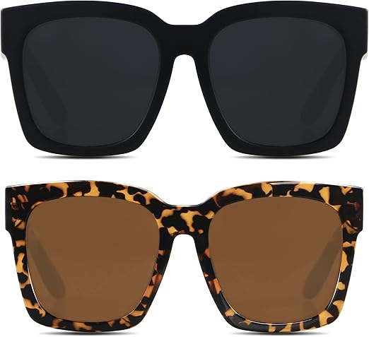 ANDWOOD Oversized Sunglasses for Women Big Large Square Wide Frame Shades Retro Trendy Fashion UV Protection