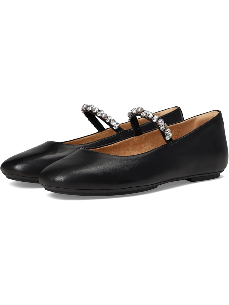 Black FitFlop Delicato Pearls-And-Crystal Soft-Leather Ballerinas