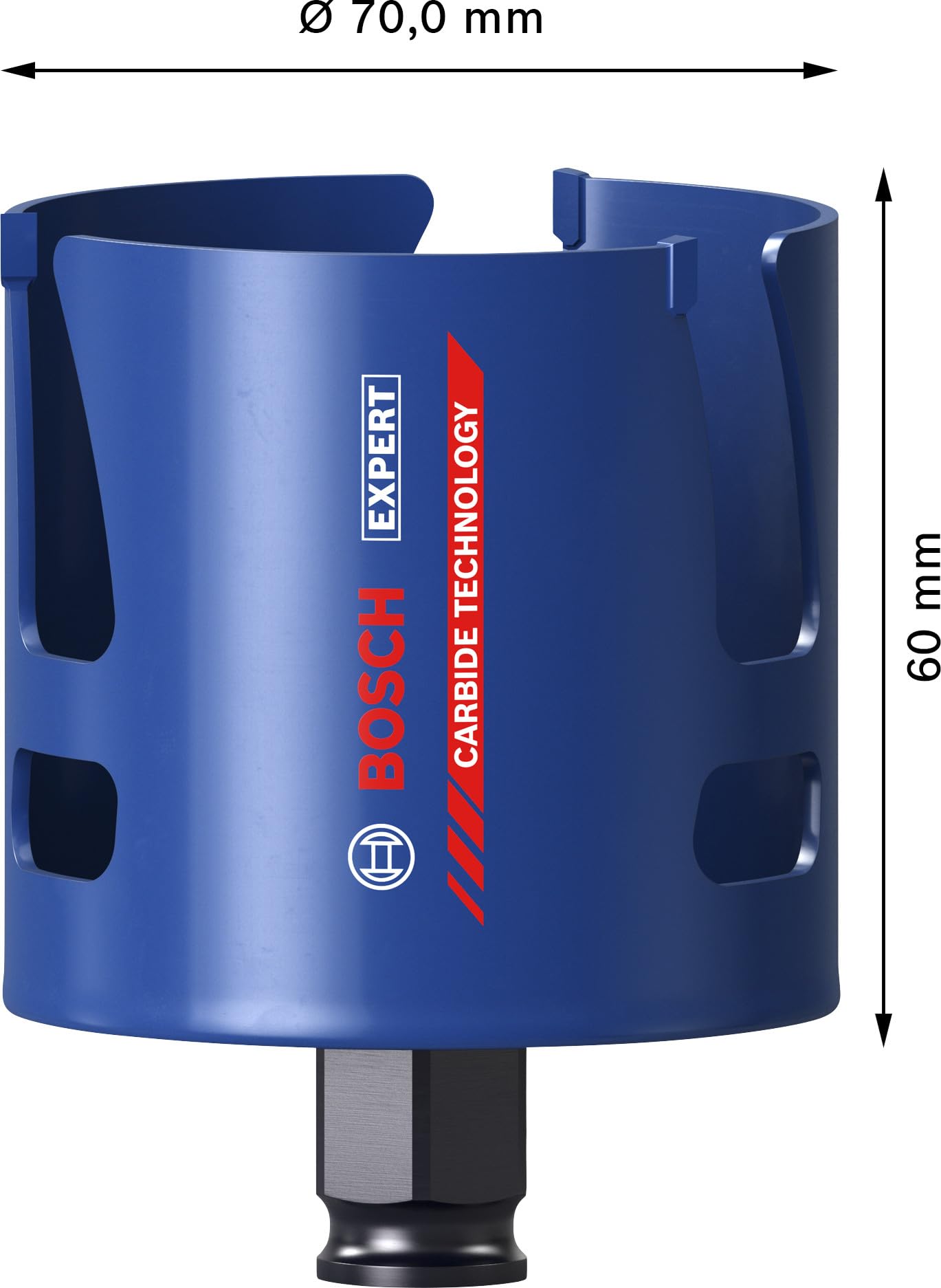 Bosch 1x Sega a tazza EXPERT Construction Material PC Plus (per Legno tenero, Truciolato, Ø 70 mm, Professional Accessorio Trapanoi)