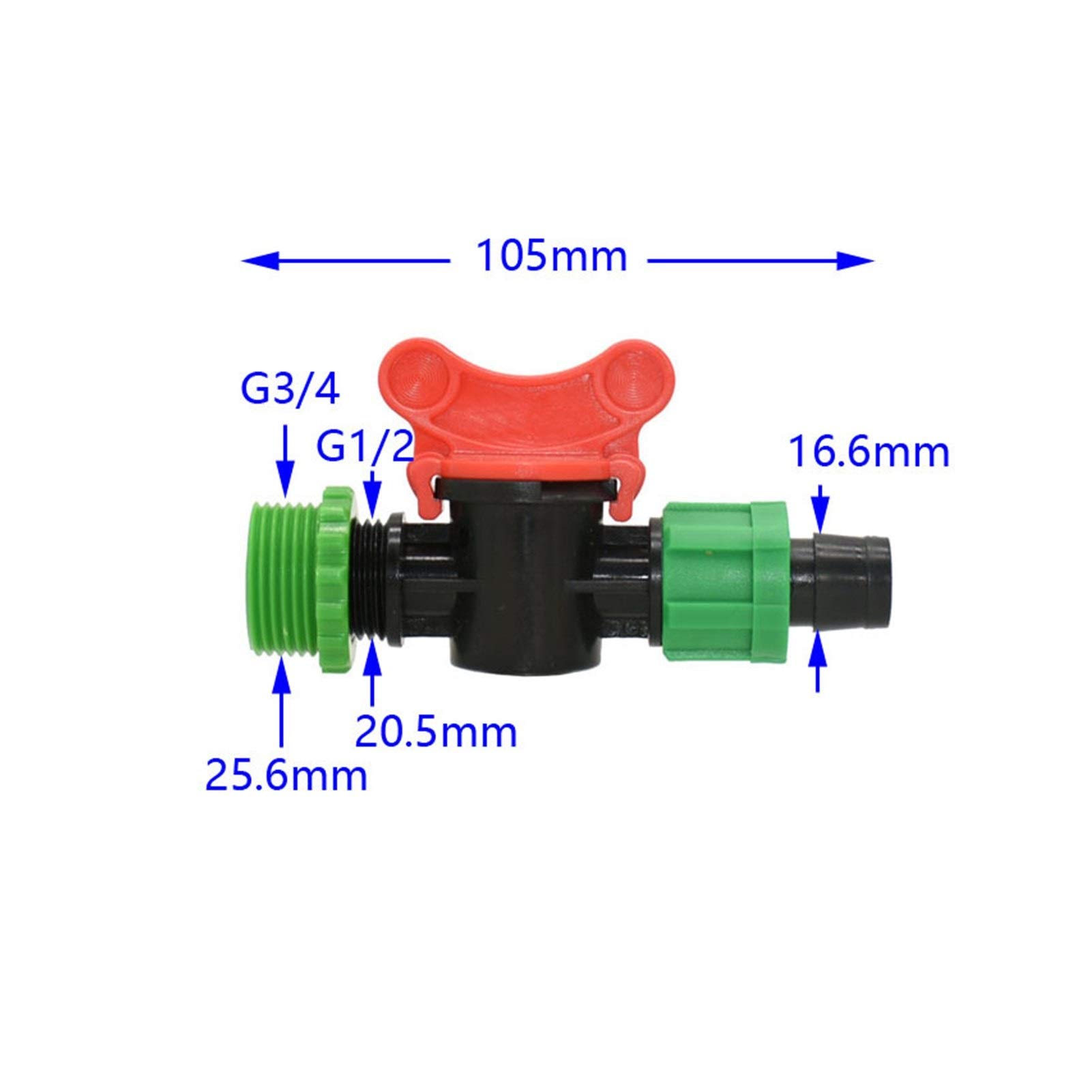 Zraszacz do nawadniania trawnika Męska Nici 1/2 3/4 do16mm Drip nawadnianie z kary złączem Złącze Nakrętki Kran ogrodowy Zawór nawadniający Nawadnianie Szklarnia 20 sztuk (Color : B)