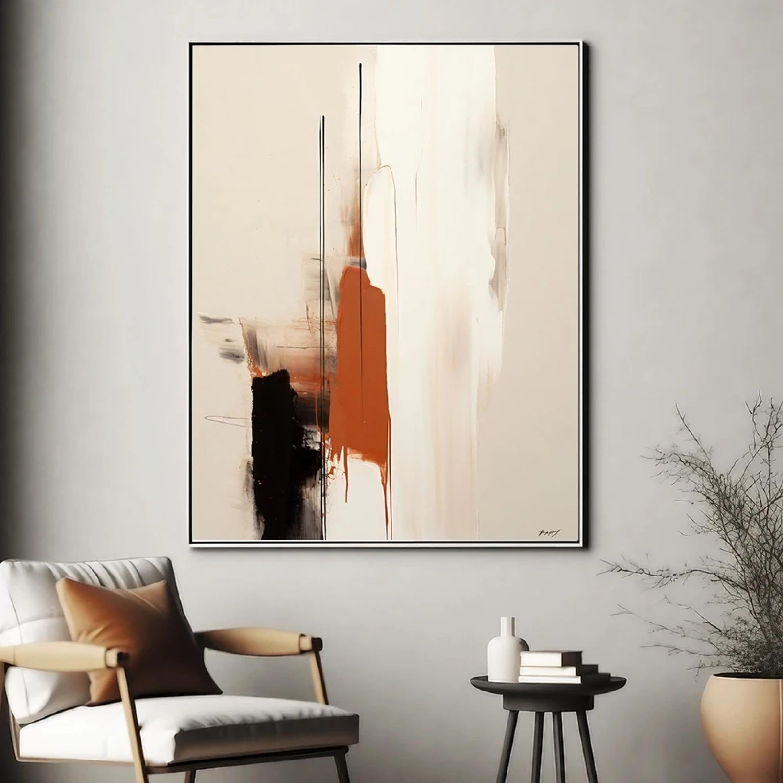 Chaojiart Frameless Abstract Large Minimalist Beige Wall Art Home Artwork Terracotta Canvas Poster Painting Print Picture Room Cuadros Decor 80X110cm(32X43inch)