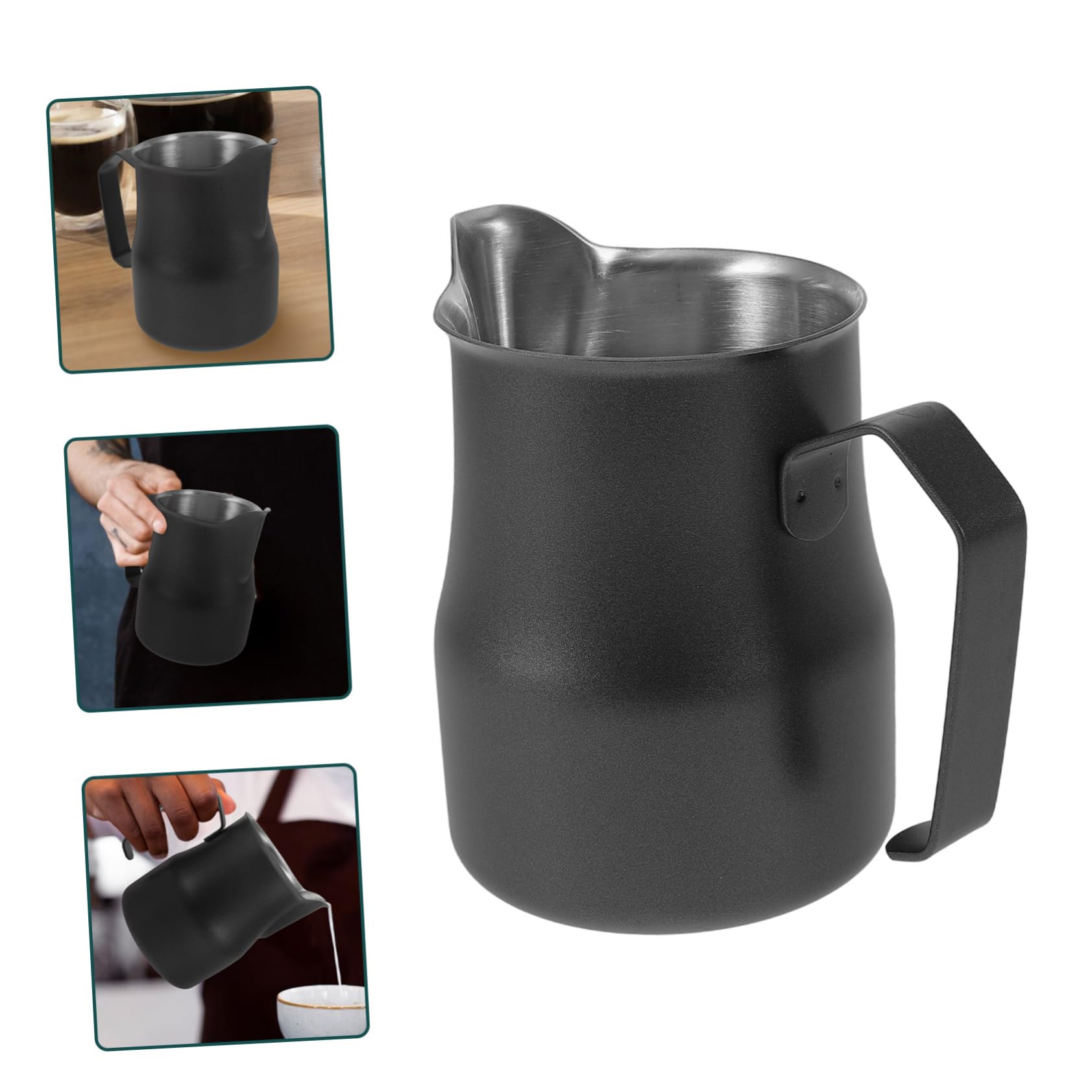 Uonlytech 3piezas Cafetera De Acero Inoxidable Para Espumar Leche Jarra De Café Diseño Elegante Capacidad Para Preparar Lattes y Cappuccinos Casa