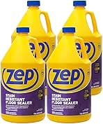 Zep Stain Resistant Floor Sealer - 1 Gallon (Case of 4) ZUFSLR128 - Durable, Long-Lasting Sealer Enhances Gloss, Polish Longevity and Stain Resistance on Vinyl (VCT), Concrete, Rubber and Tile Floors