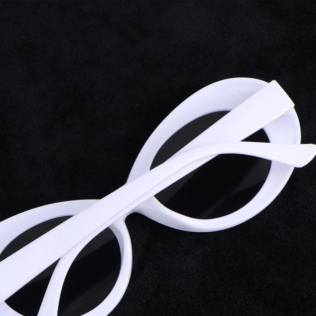 NUOBESTY Funny Style Sunglasses Novelty Glasses White Oval Frame Party Accessories Photo Props