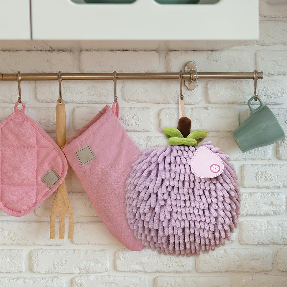 Confezione da 2 Asciugamani in Ciniglia, Asciugamano da Appendere ad Asciugatura Rapida, Morbidi Asciugamani Assorbenti Accessori per Bagno e Cucina
