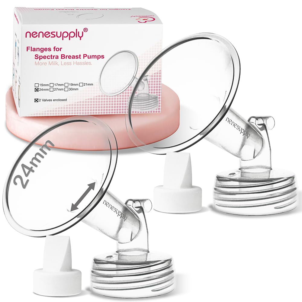 Nenesupply 24mm 2 pc Flanges Duckbill Valves Compatible with Spectra S2 S1 9 Plus Synergy Gold Breastpump Replacement to Spectra Pump Parts Flange