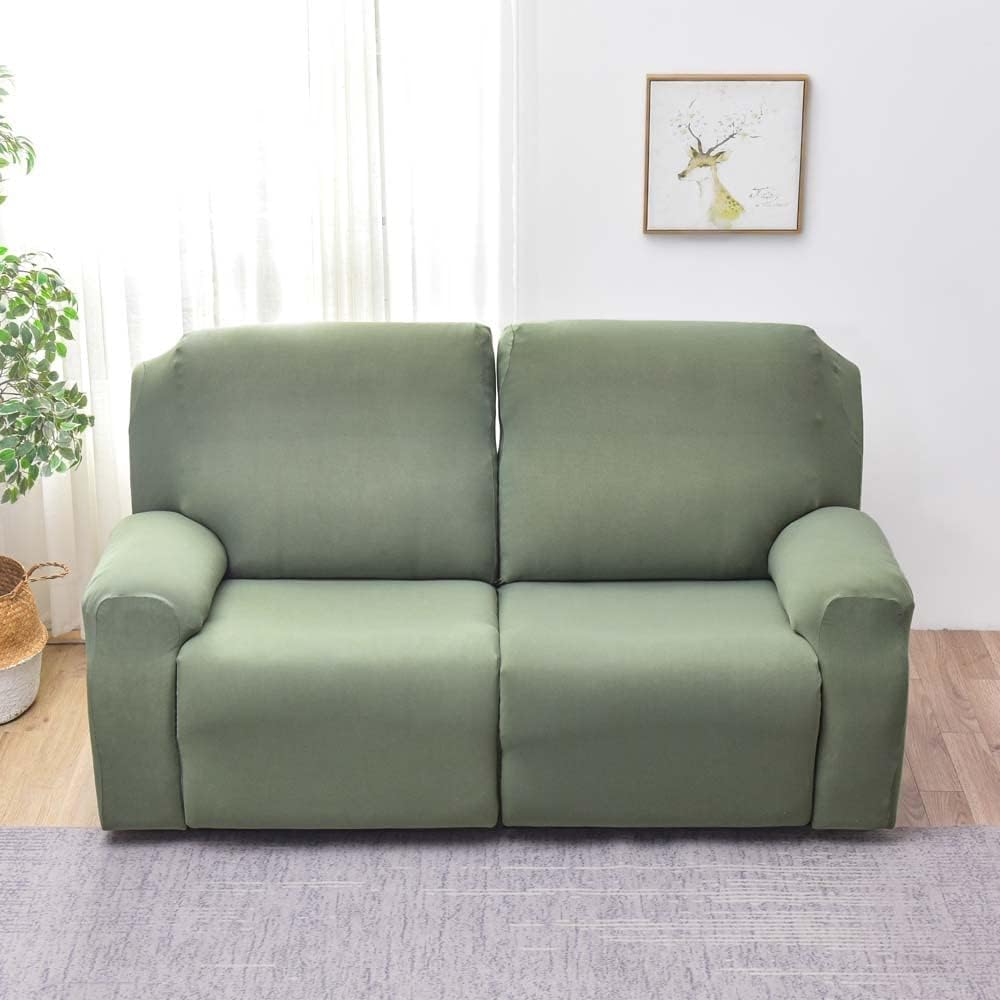 Housse De Canapé Relax Inclinable 2 Places Extensible – 6 Pièces Avec Poches Latérales, Tissu Doux Lavable, Protection Anti-Taches & Poils D'Animaux (Farfalla R)