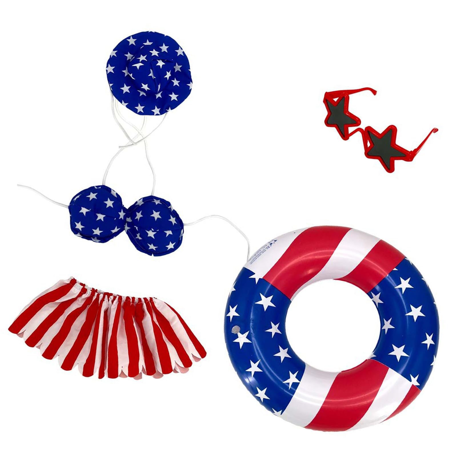 JSGHGDF Porch Geese Costume Patriotic Theme Geese Outfits with with Sunglasses and Swimming Tube Perfect for Pool Parties Nationalistic Waterfowl Costume