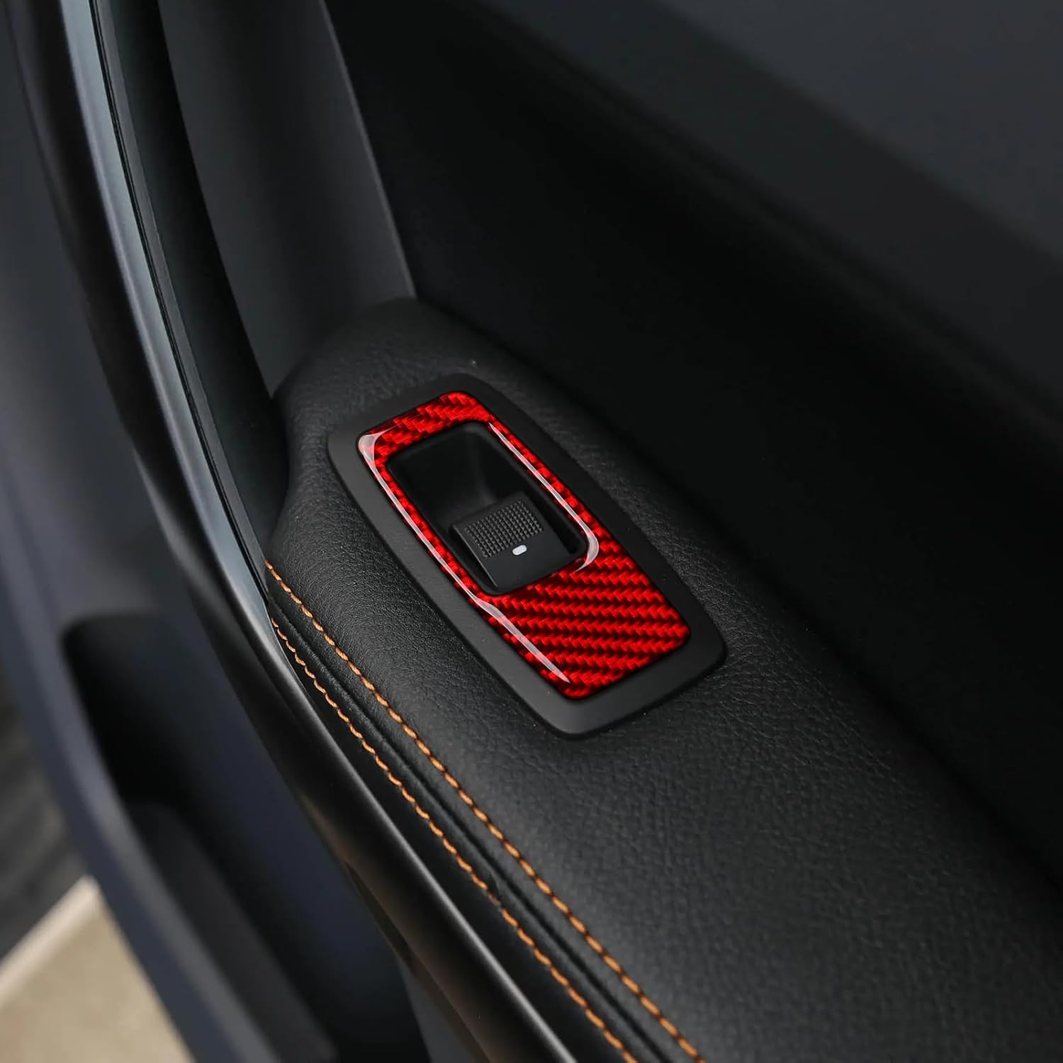Car Window Lift Switch Sticker Carbon Fiber Interior Trim Cover for Ford Ranger XLT Lariat XL 2019 2020 2021 2022 2023 Accessories Red