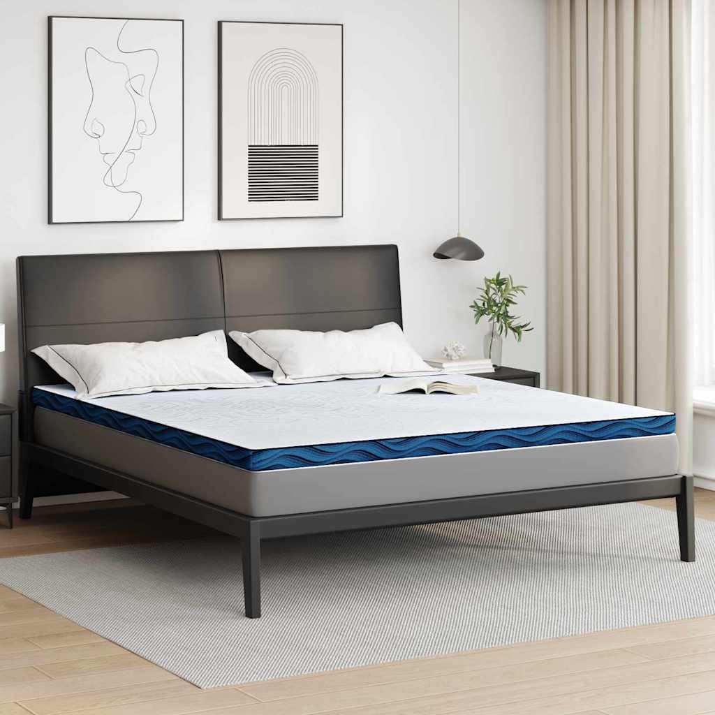 Cubrecolchón blanco 180 x 200 cm, tejido jacquard, espuma de memoria de poliuretano de alta densidad, confort mejorado para cama, ideal para parejas
