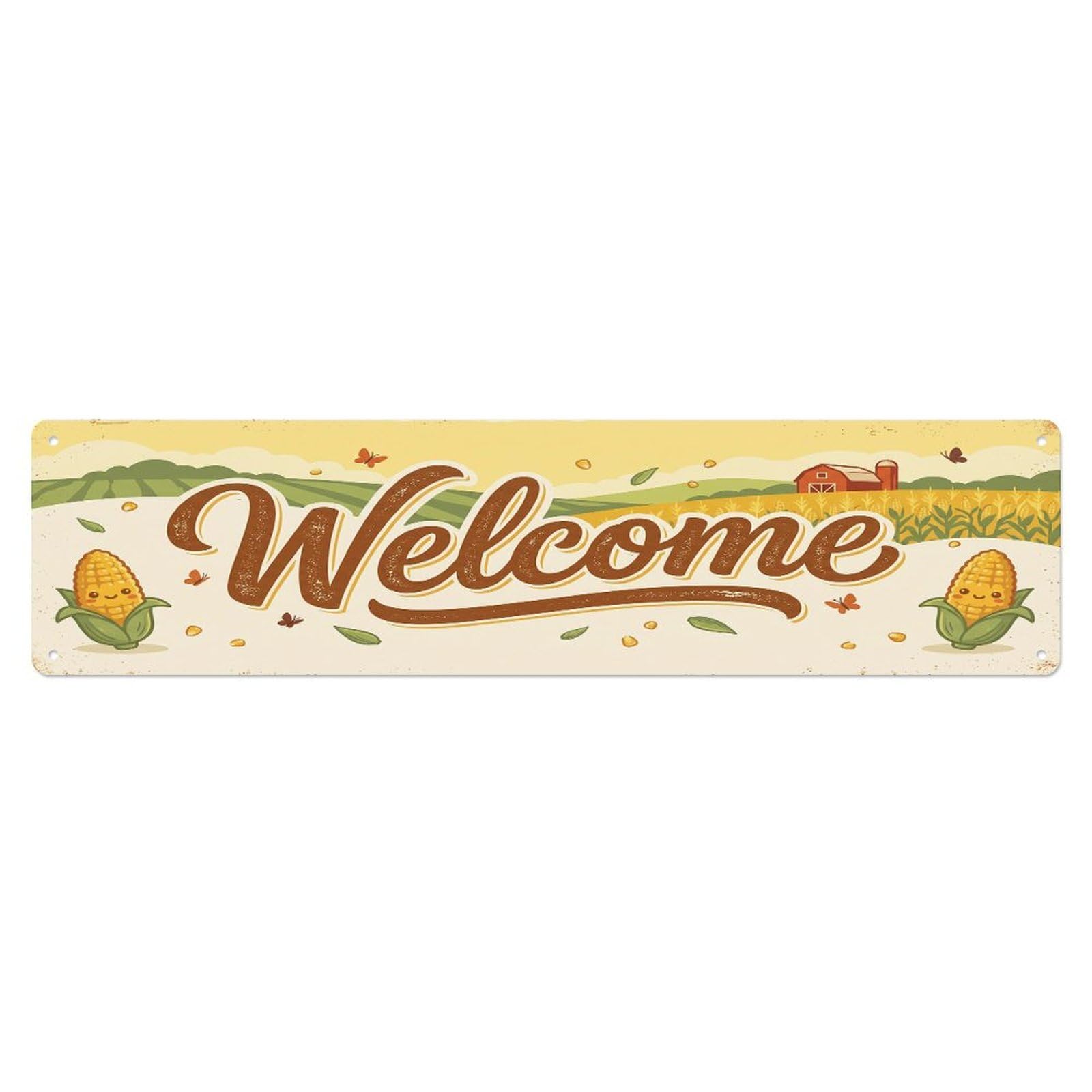 Cxhjca 4X16inch(10X40cm) Vintage Welcome Corn Field Metal Tin Sign
