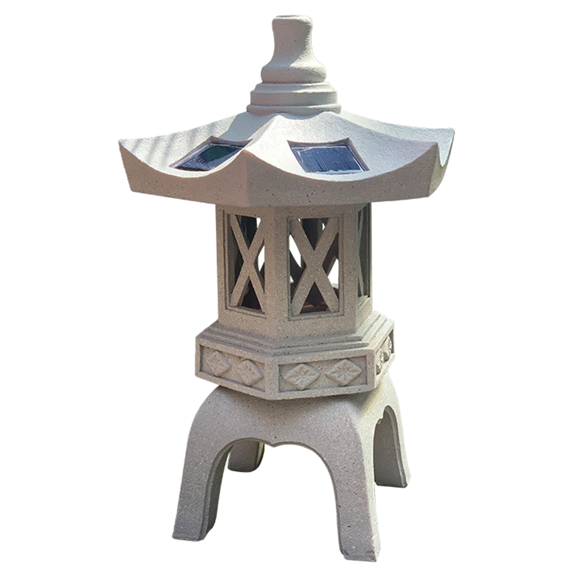 plaintext Statua Lanterna Pagoda ad energia Solare per Decorazioni da Giardino Esterno, Scultura Stupa in Pietra con Luce a LED, Perfetta per Ornamenti da Giardino