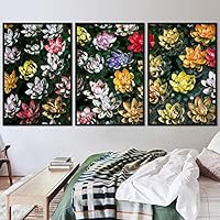 3 Piece Framed Canvas Wall Art Colorful Bouquet Canvas Prints Home Artwork Decoration for Living Room,Bedroom - 16